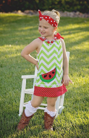 Lime Chevron Polka Watermelon Dress