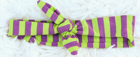 Lime Purple Stripe Head Wrap Headband