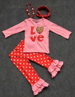 Love Cheetah Polka Ruffle Pant Set