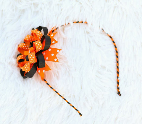 Orange Black Polka Dot Headband