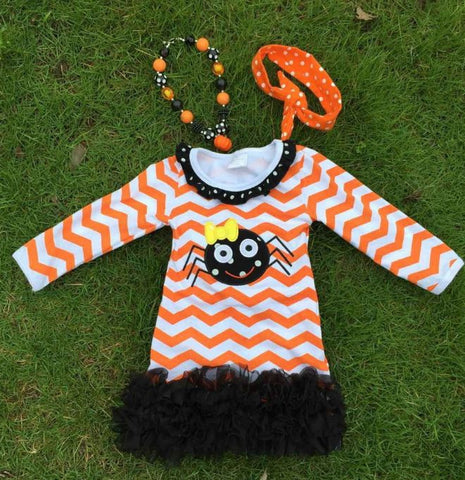 Orange Chevron Spider Ruffle Dress