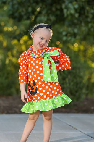 Orange Lime Polka Pumpkin Dress