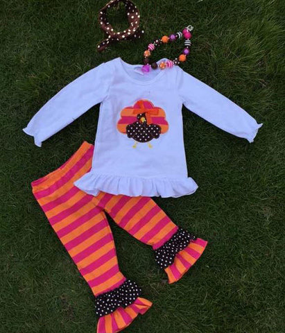 Orange Pink Stripe Turkey Pant Set