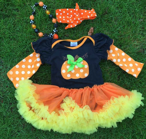 Orange Polka Pumpkin Onesie Tutu