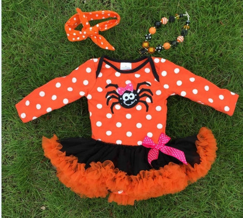 Orange Polka Spider Onesie Tutu