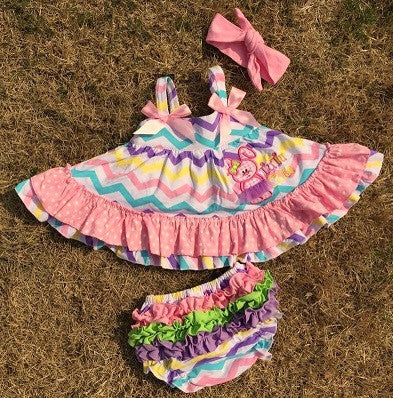 Pastel Chevron Bunny Two Piece Dress