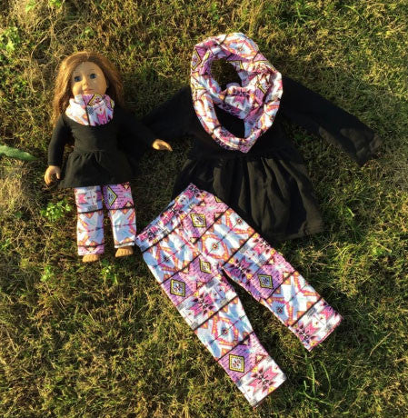 Pink Black Aztec Baby Doll Scarf Set