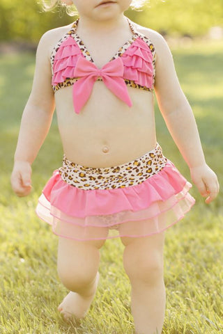 Pink Cheetah Two Piece Swimsuit