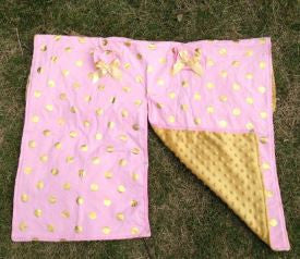 Pink Gold Polka Gold Minky Car Seat Canopy