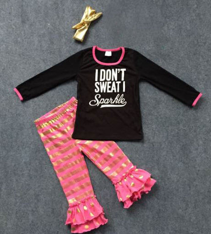 Pink Gold Stripe Sparkle Pant Set