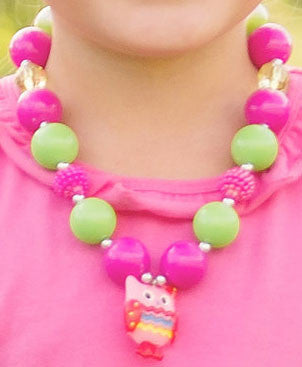 Pink Lime Owl Necklace