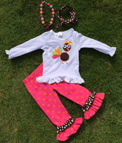 Pink Orange Polka Turkey Pant Set