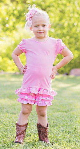 Pink Polka Shorts Set