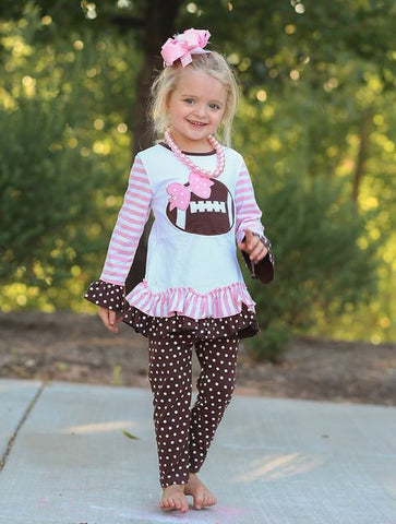 Pink Stripe Polka Football Pant Set