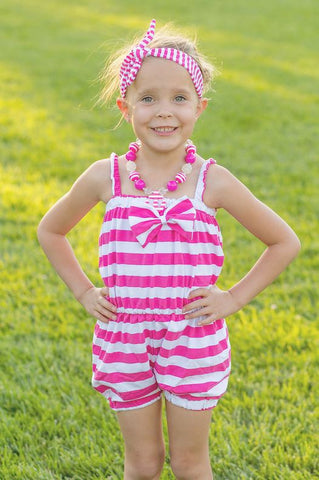 Pink Stripe Sun Romper