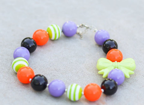 Purple Black Lime Stripe Necklace