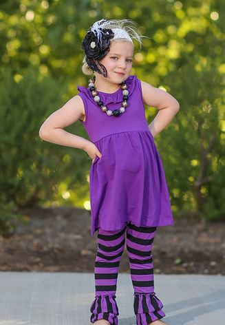 Purple Black Stripe Capri