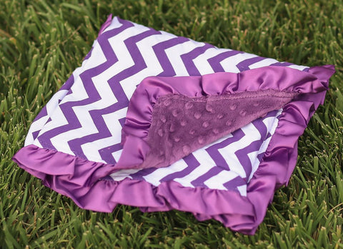 Purple Chevron Plum Minky Blanket