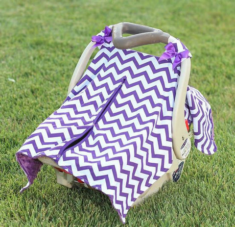 Purple Chevron Plum Minky Car Seat Canopy