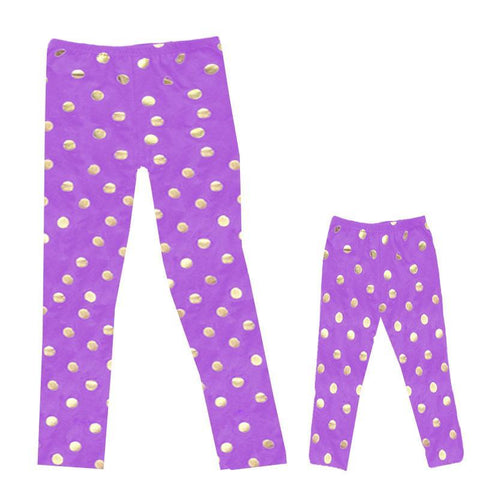 Purple Gold Leggings Polka Dot