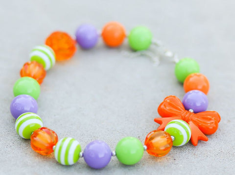 Purple Orange Lime Stripe Necklace