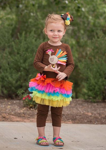 Rainbow Ribbon Turkey Dress Set