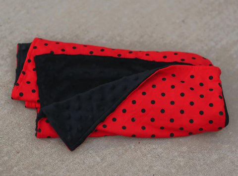 Red Black Polka Black Minky Blanket