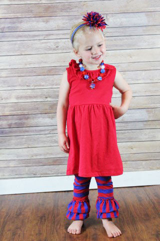 Red Blue Fireworks Capri Set