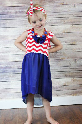 Red Chevron Abby Chiffon Dress