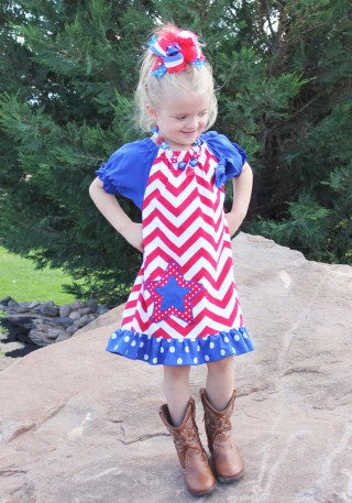 Red Chevron Polka Star Dress