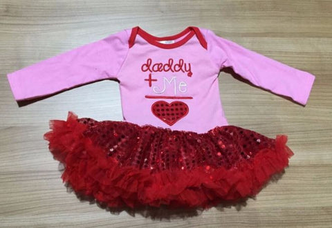 Red Daddy Me Heart Sequin Onesie Tutu