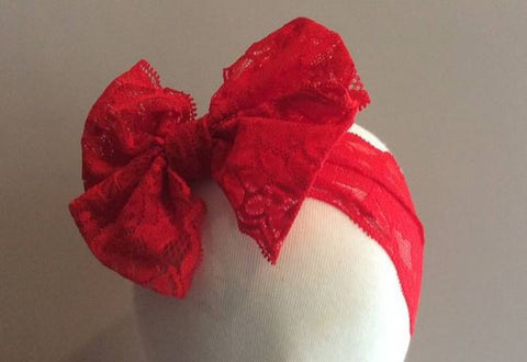 Red Messy Bow Lace Headband