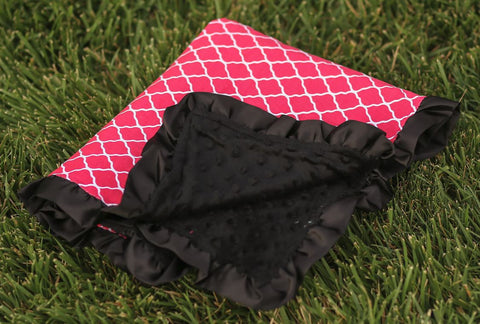 Hot Pink Moroccan Black Minky Blanket