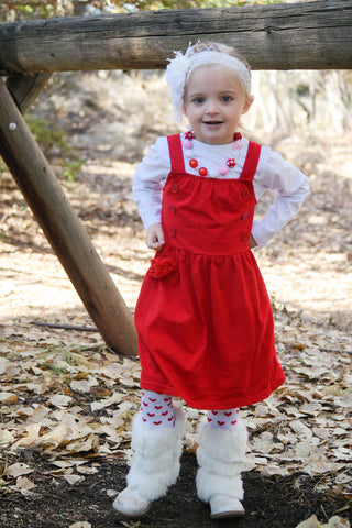 Red Polka Flower Jumper Dress