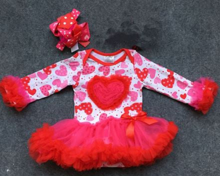 Red Polka Heart Onesie Tutu