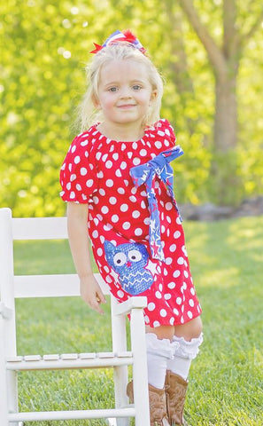 Red Polka Sequin Owl Dress