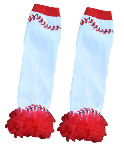 Red White Baseball Leg Warmers