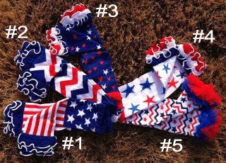 Red White Blue Ruffle Leg Warmers