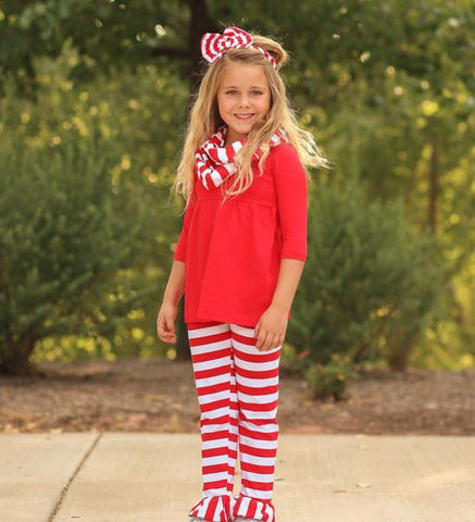 Red White Candy Stripe Scarf Pant Set