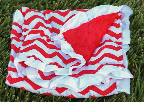 Red White Chevron Red Minky Blanket