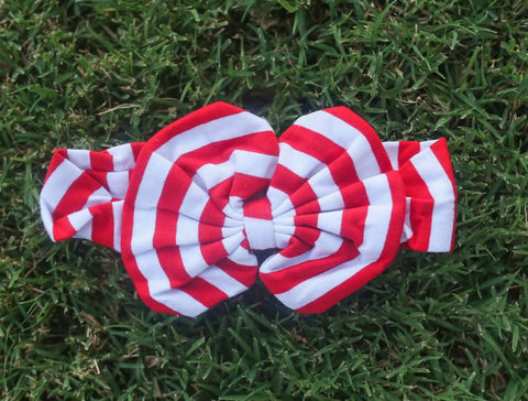 Red White Messy Bow Headband