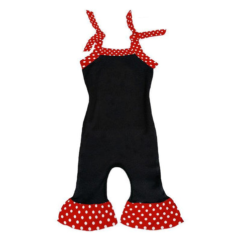 Ruffle Romper Black Red Polka Dot