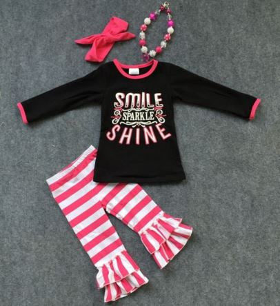 Smile Shine Stripe Ruffle Pant Set