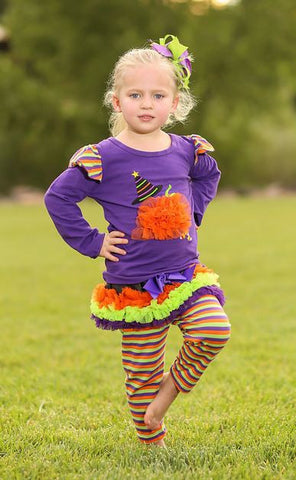 Stripe Pumpkin Ruffle Capri