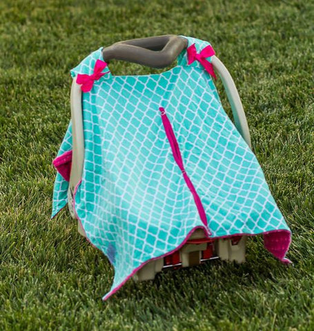 Teal Moroccan Hot Pink Minky Car Seat Canopy