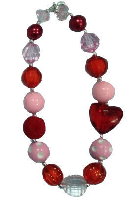 Red - White - Pink Heart Gumball Necklace