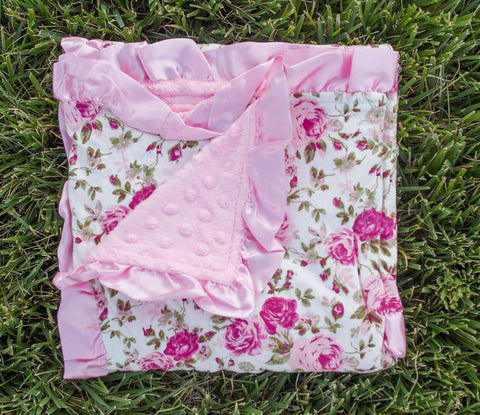 Vintage Rose Pink Minky Blanket