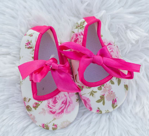 Vintage Rose Satin Bow Shoes
