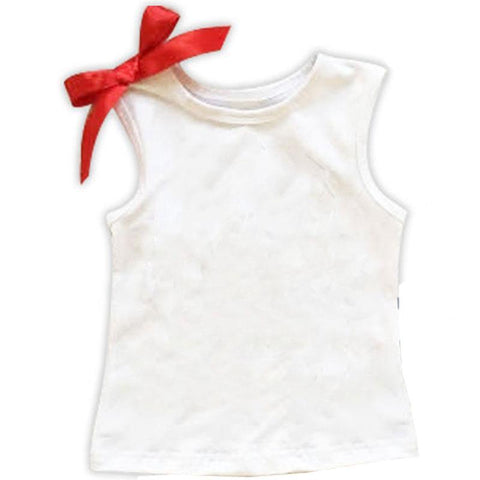 White Tank Top Shirt Red Bow