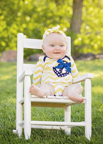 Yellow Chevron Anchor Onesie